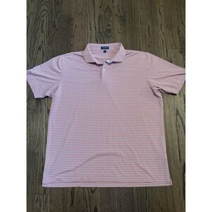 Peter Millar Mens XXL Pink Blue White Striped Short Sleeve Stretch Polo Shirt